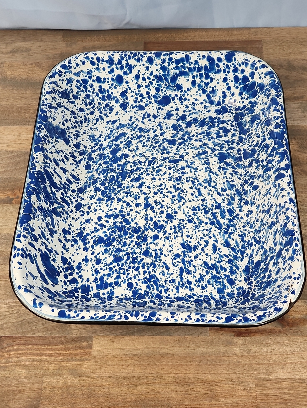 Vintage Blue & White Splatter Enamel Pan - Picture 2 of 10